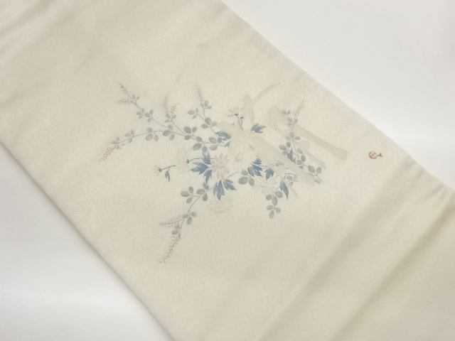 JAPANESE NAGOYA OBI / WOVEN AUTUMN FLOWERS / ARTIST WORK
